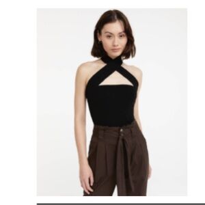 Plus size ribbed crisscross halter top